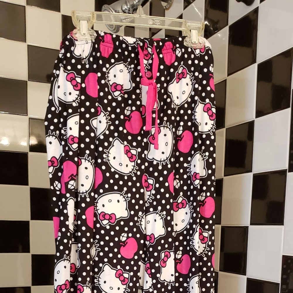 HELLO KITTY WOMENS COTTON PAJAMA PANTS SIZE L NWT